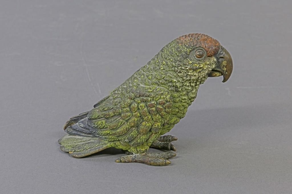 Austrian cold painted parrot, signed