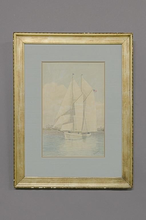 Framed and matted watercolor of 310d89