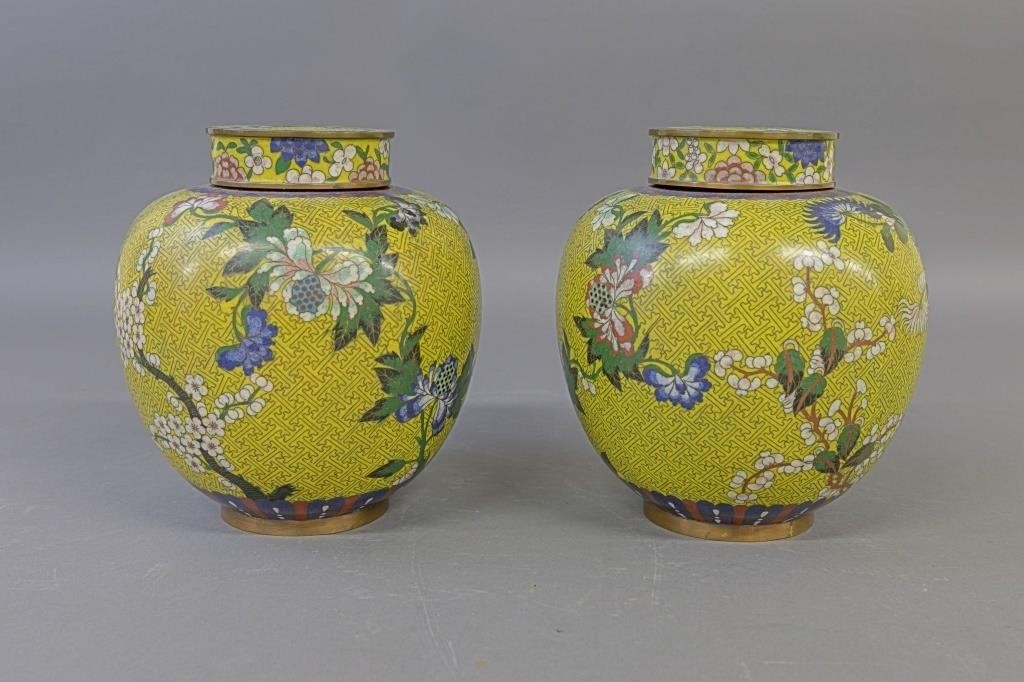 Pair of early Chinese cloisonne