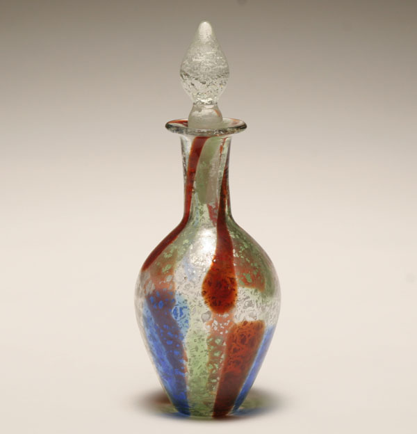 Murano art glass stoppered bottle.