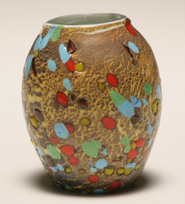 AVEM art glass vase. Tan surface with