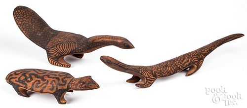 THREE AUSTRALIAN ABORIGINAL CARVED