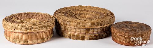 THREE WOODLAND INDIAN WOVEN LIDDED 310e01