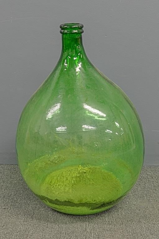 Large green blown glass demijohn
24.5"H