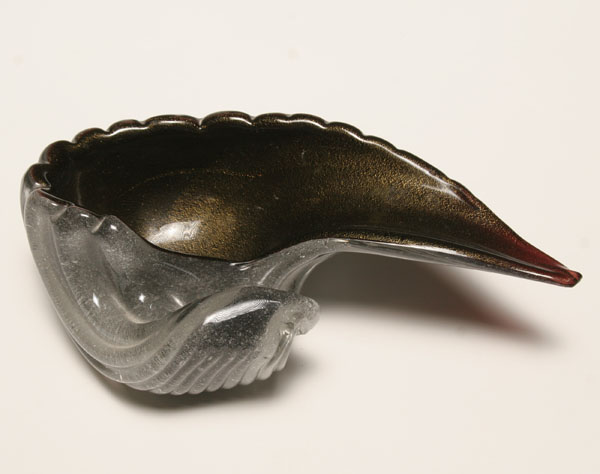 VAMSA Murano grey glass nautilus