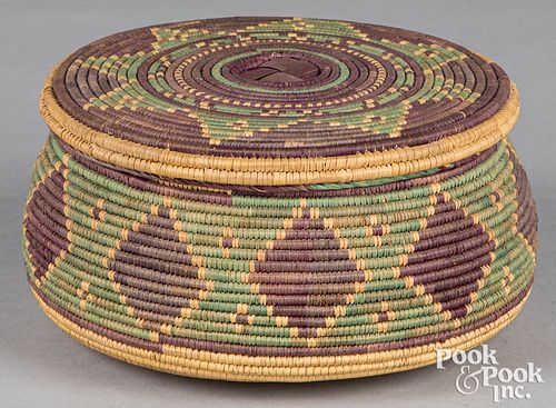 POLYCHROME COILED TRIBAL BASKET 310e4b