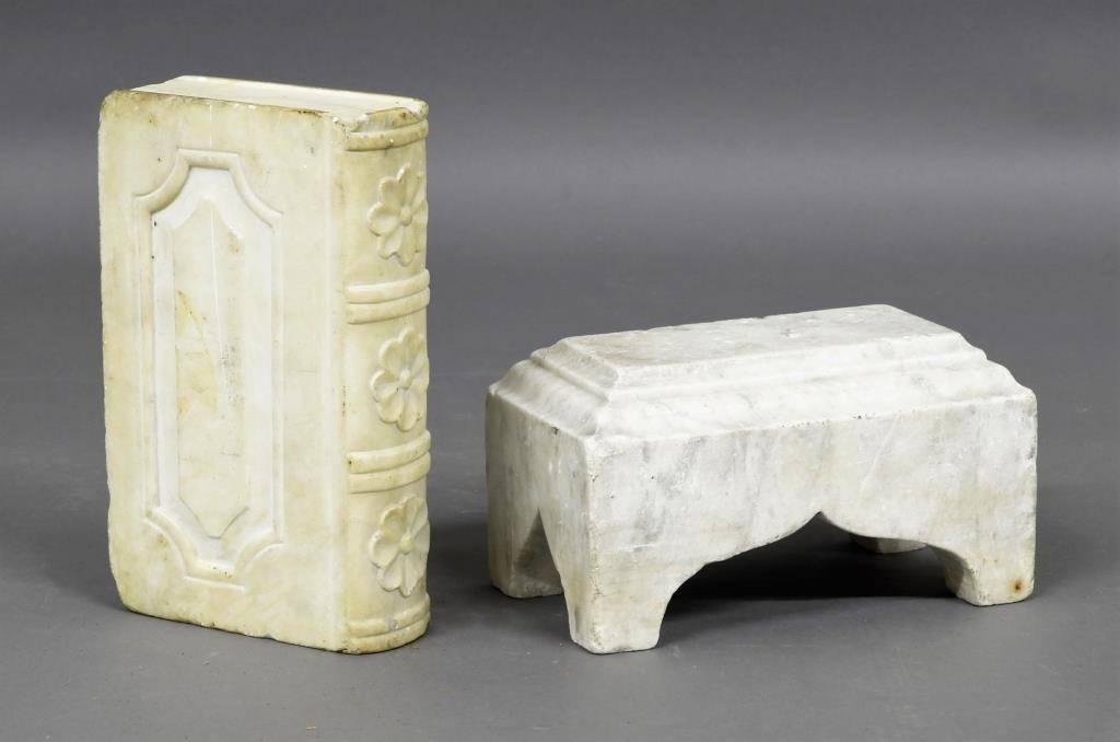 Two carved marble doorstops 19th 310e57