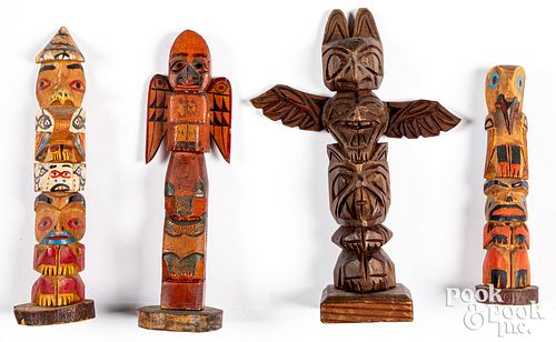 FOUR PACIFIC NORTHWEST INDIAN CARVED