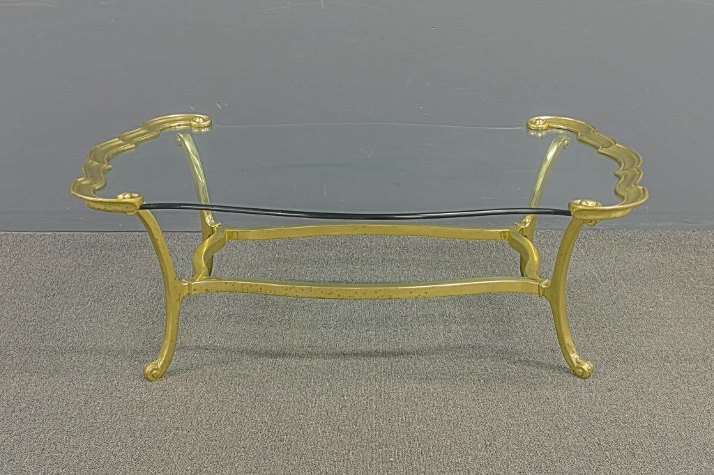 LaBarge brass and glass top cocktail
