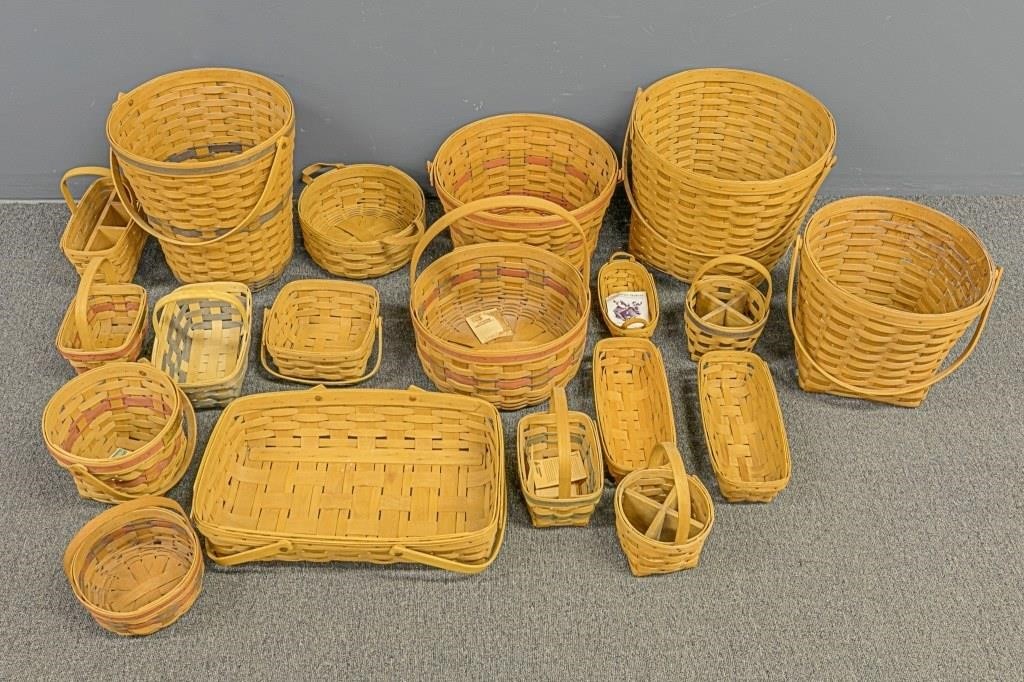 Nineteen Longaberger baskets, 1980's-1990's
Largest