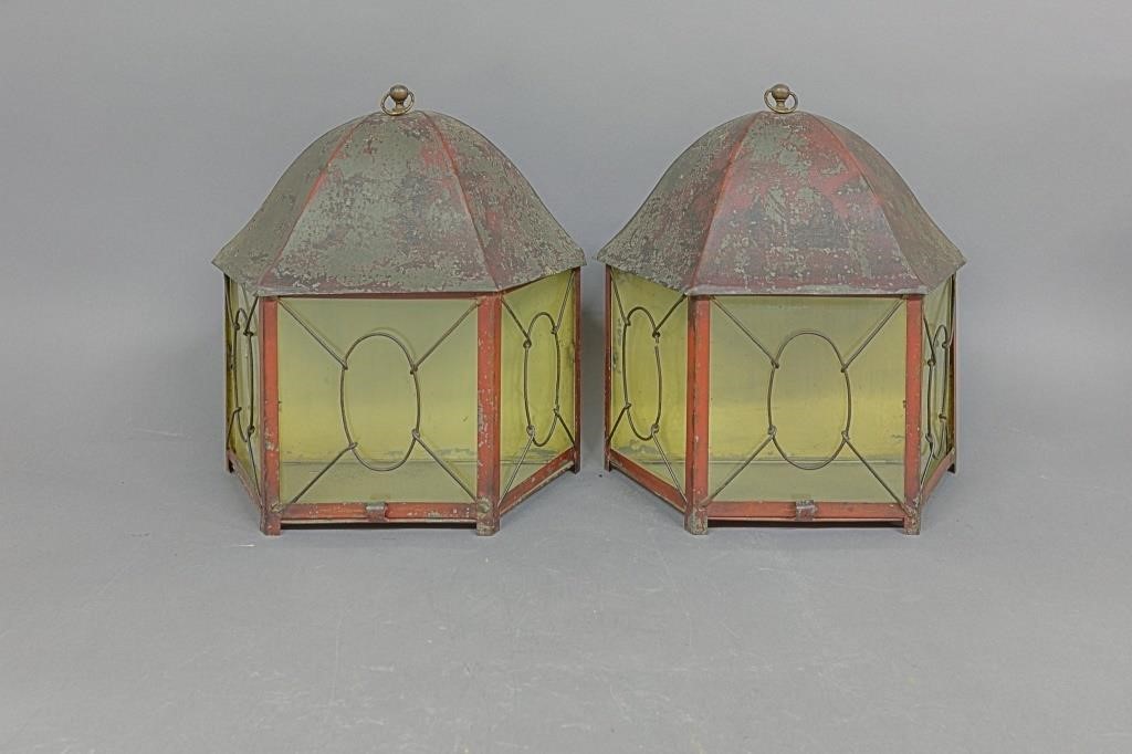 Late 19th c Chinese tole tin lanterns 14 5 H 310f90