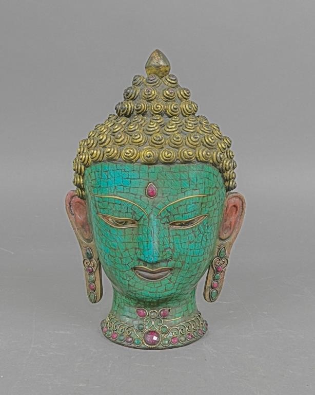 Wood carved Buddha head decorated 310fb5