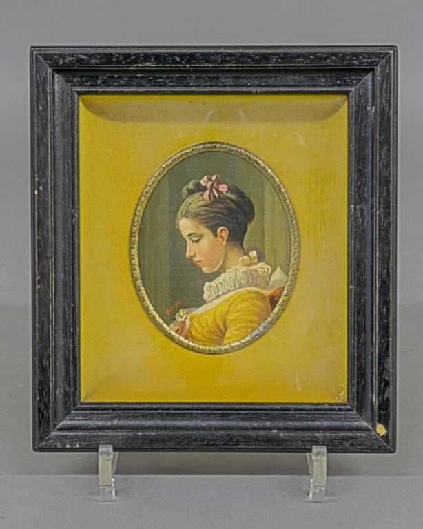 Shadow framed miniature oil portrait