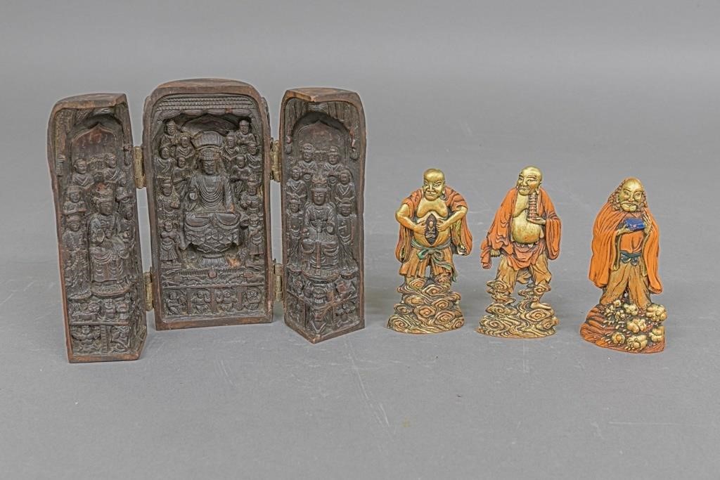 Three carved Chinese Immortal ink 310fc0