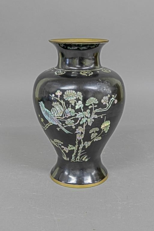 Asian brass vase painted black