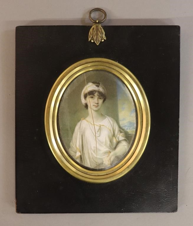 Miniature oil of a young woman, 19th