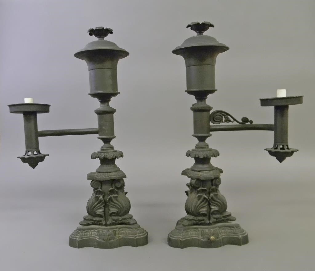 Bronze Argand lamps, late 19th