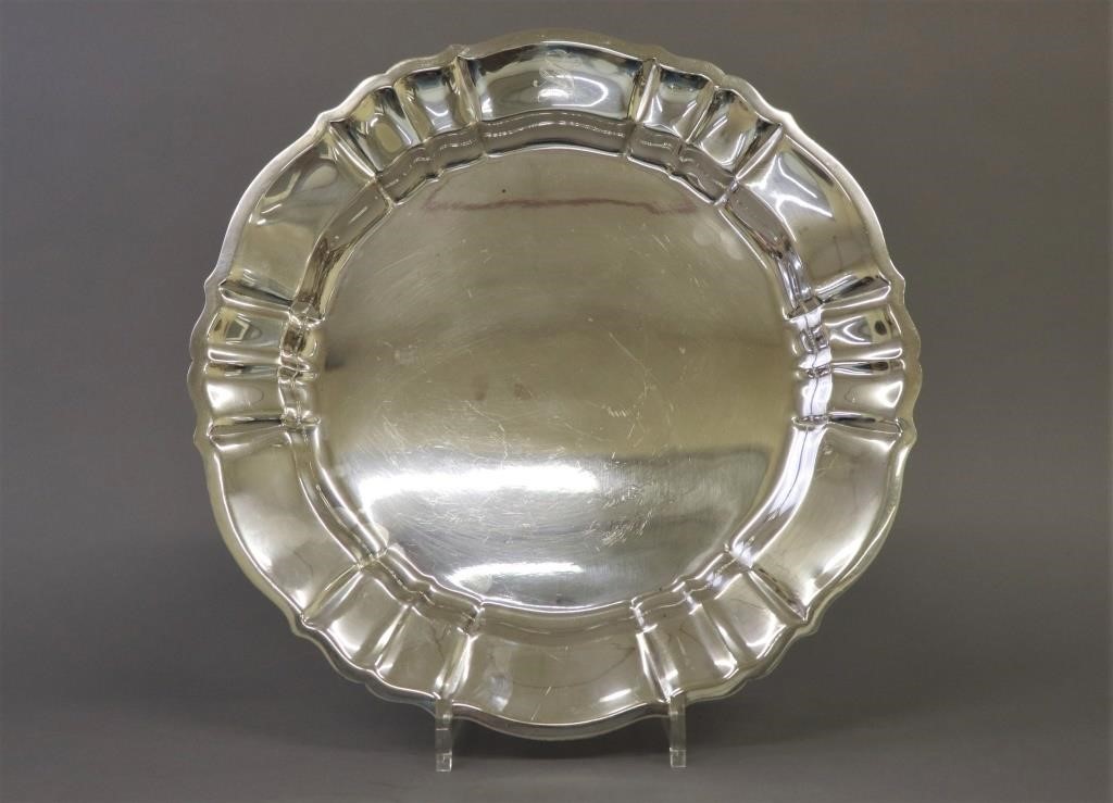 Sterling silver round dish, 13 1/2dia,