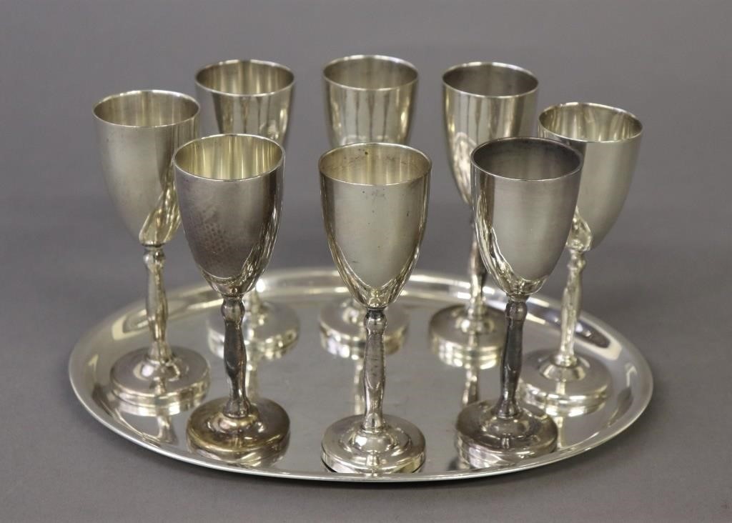 Sterling silver cordial set of