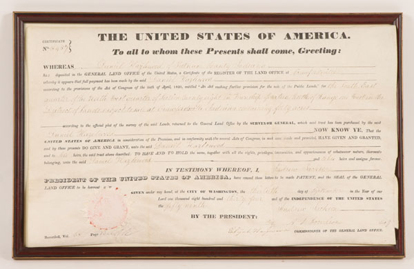 Andrew Jackson land grant signed 4e805