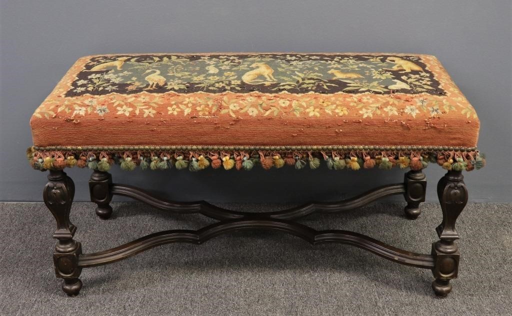 Flemish style bench with needlepoint 311079