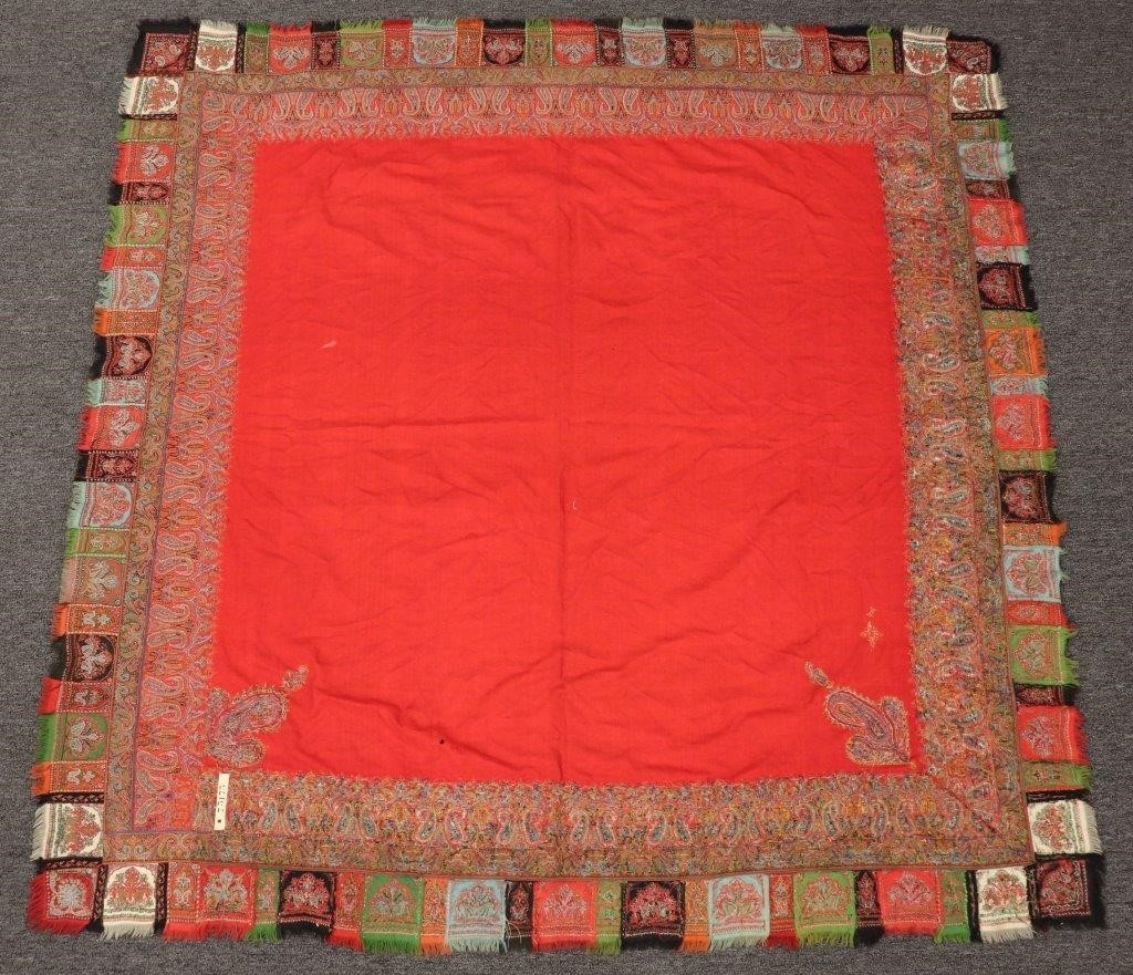 Paisley homespun shawl with red 31107b