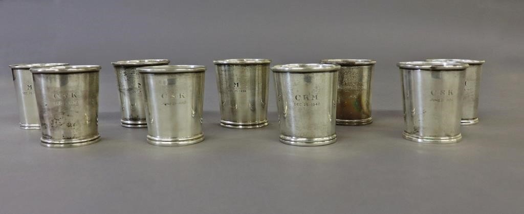 Assembled set of nine small sterling