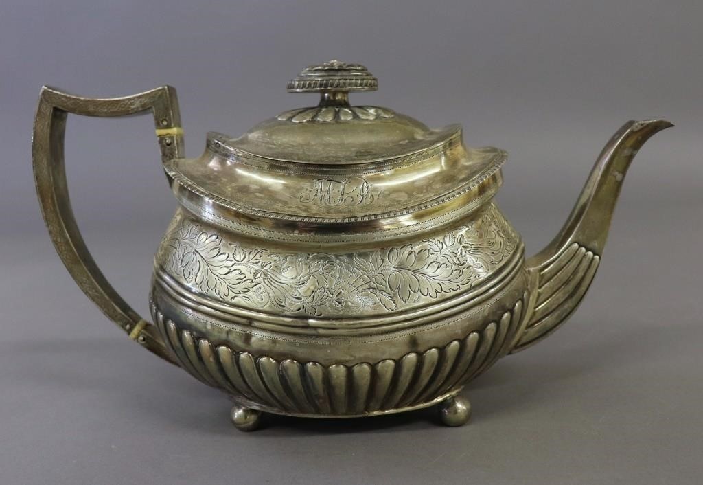 Georgian silver teapot 6"h x 11