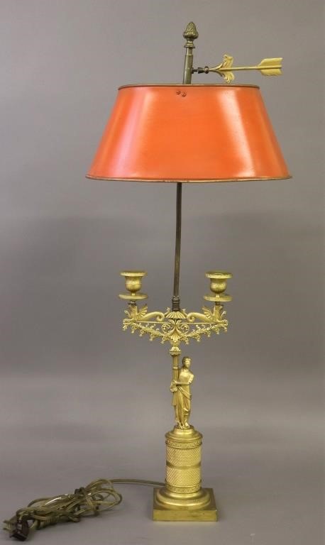French fire gilt metal lamp with