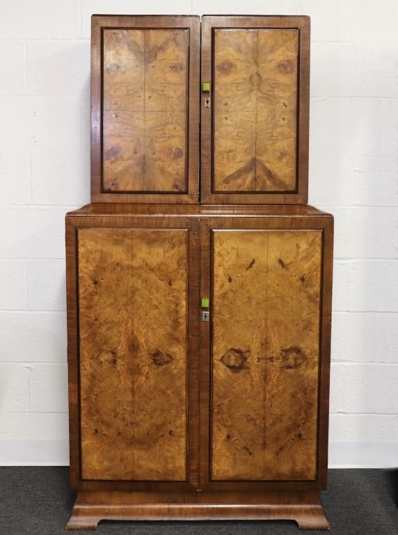 French Art Deco walnut bar cabinet,