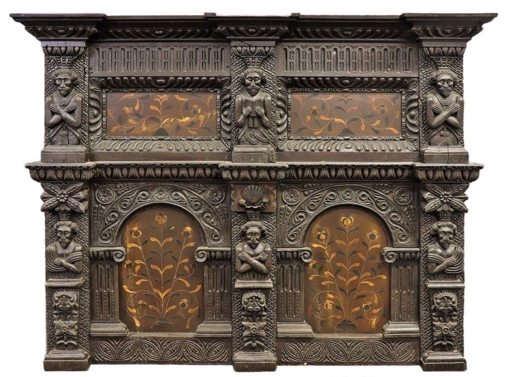 Early Jacobean chimney piece overmantel,