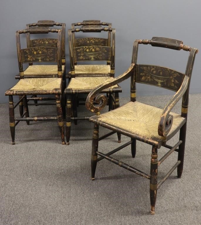 Set of five painted fancy chairs, 19th