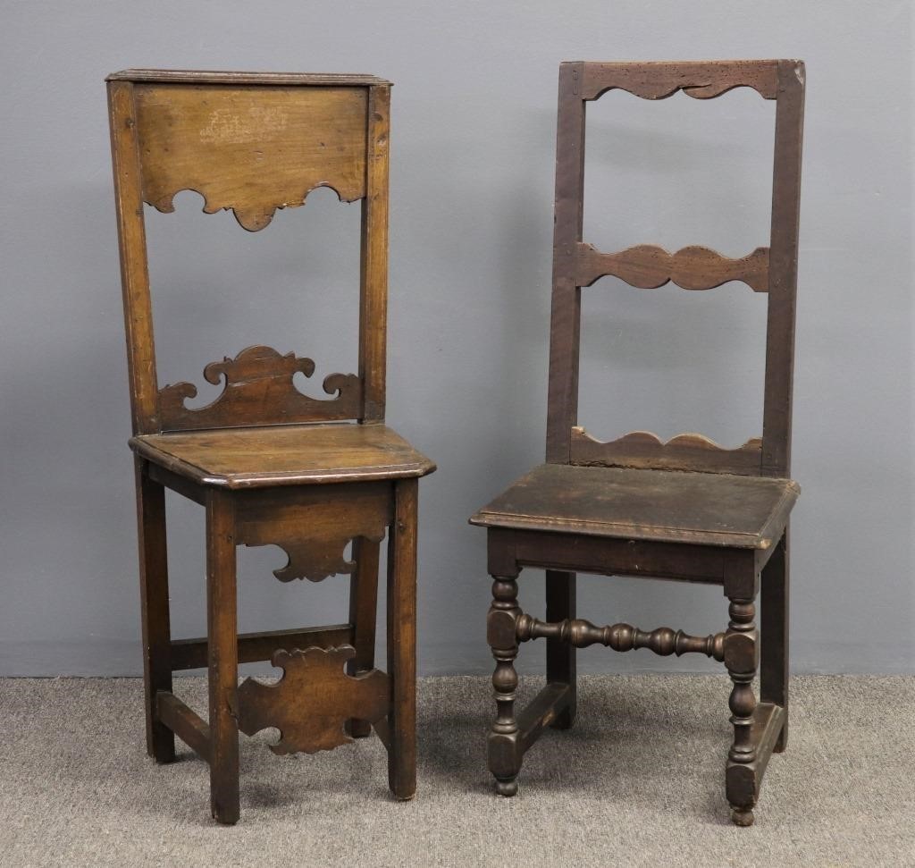 Two Continental walnut side chairs  311144