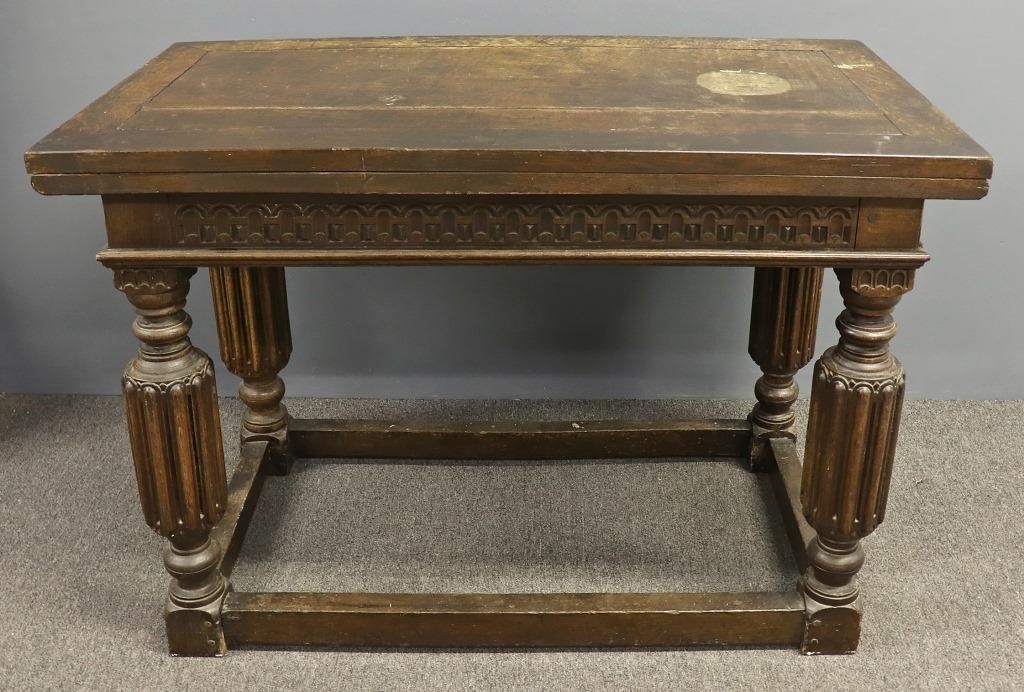 Early English oak refectory table,