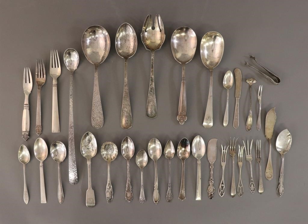 Sterling silver tableware of various