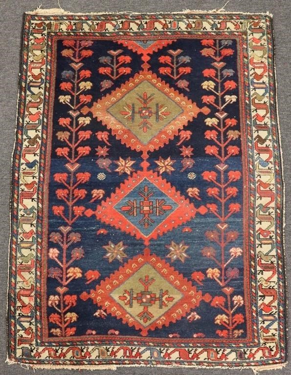 Hamadan mat with geometric medallions  3111a5