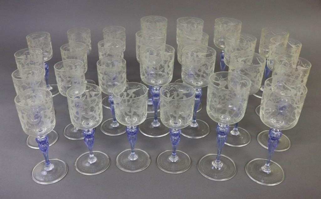 Venetian glass tableware with blue