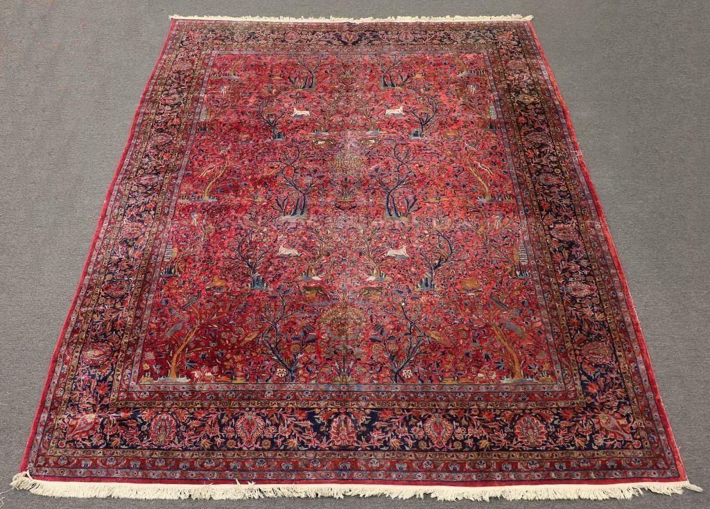 Room size Sarouk carpet with red