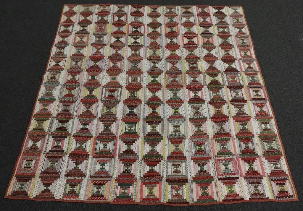 Colorful Log Cabin pattern quilt,