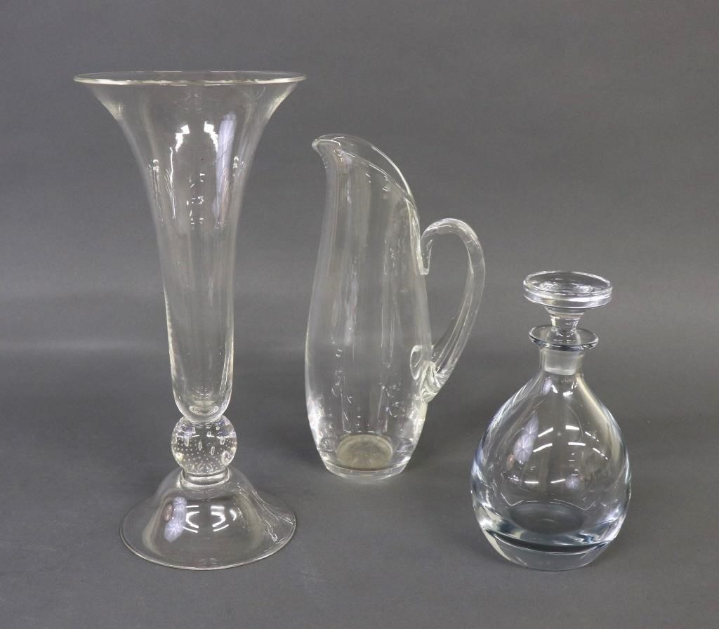 Steuben glass pitcher, 10"h, together