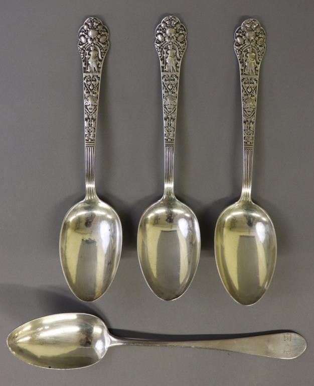 Joel Sayre coin silver spoon, 9