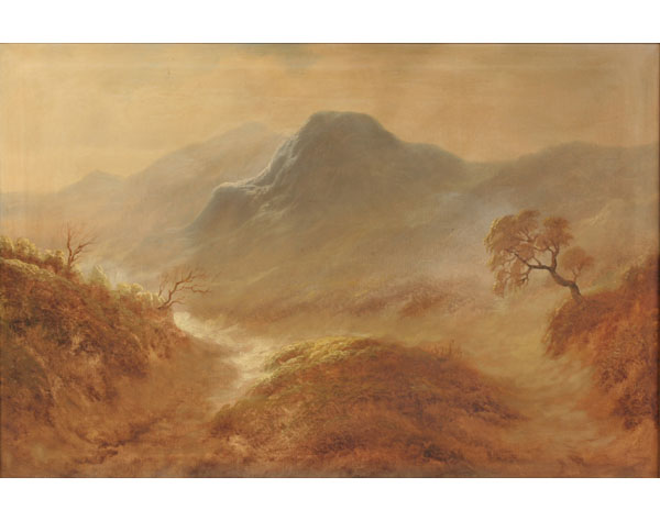 Mountainous landscape, oil on canvas;