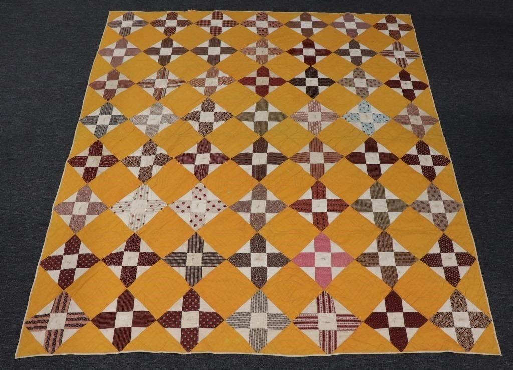Friendship quilt with yellow and orange
