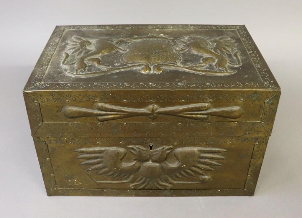 Continental brass storage box with
