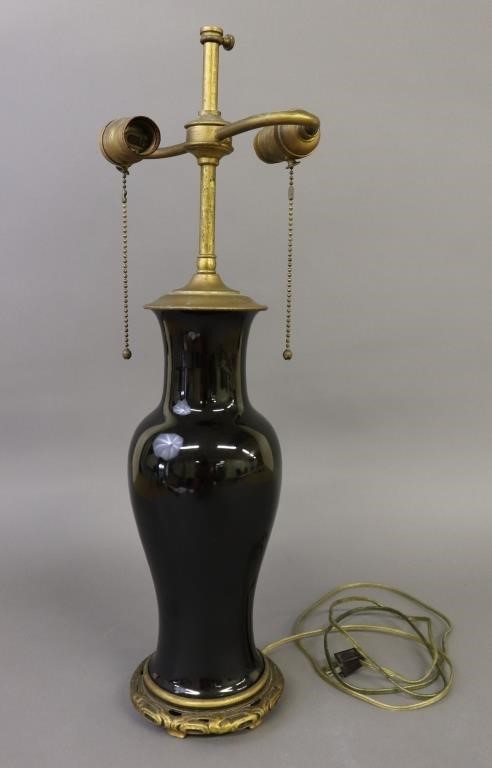Black porcelain table lamp, overall