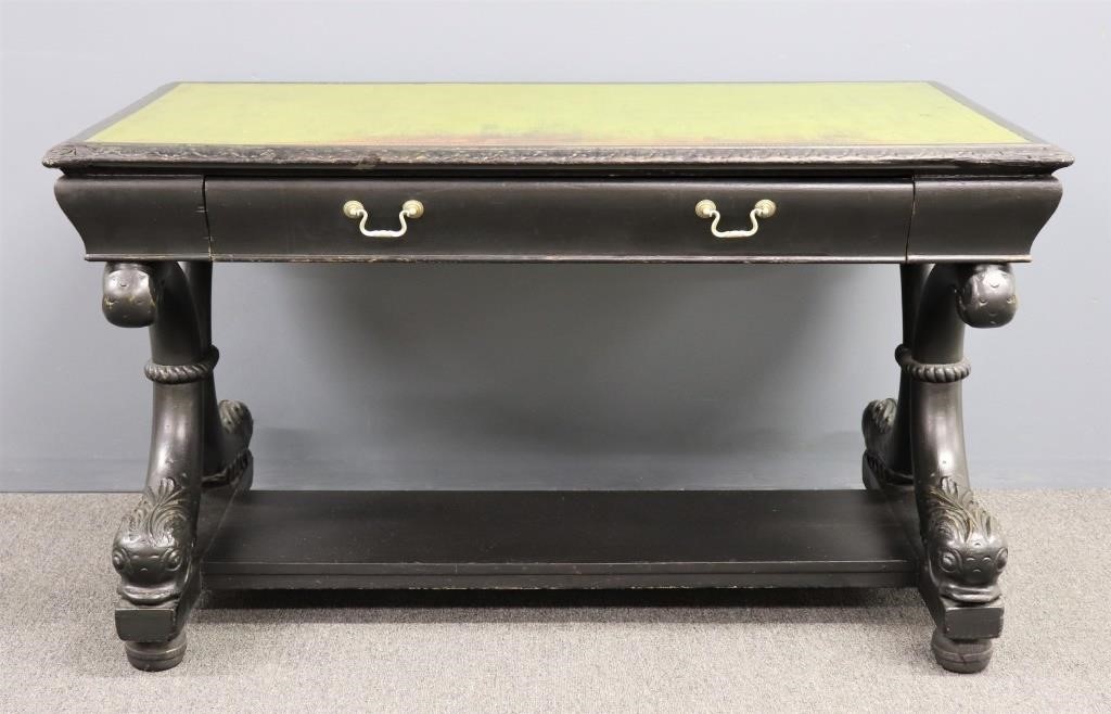 Victorian ebonized library table with