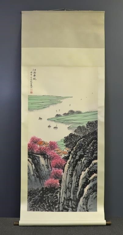 Chinese watercolor scroll landscape