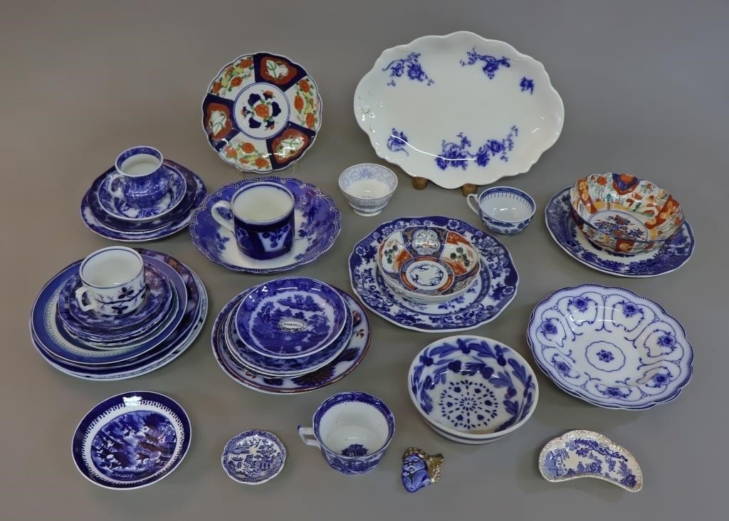 Flow blue tableware to include a gilt
