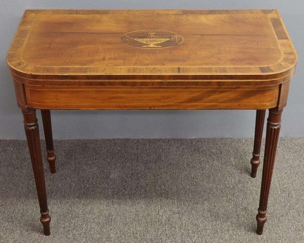 Adams inlaid mahogany gaming table,