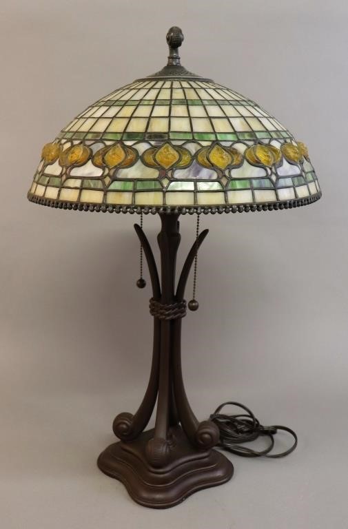 Art glass lamp by Quoizel Inc.,